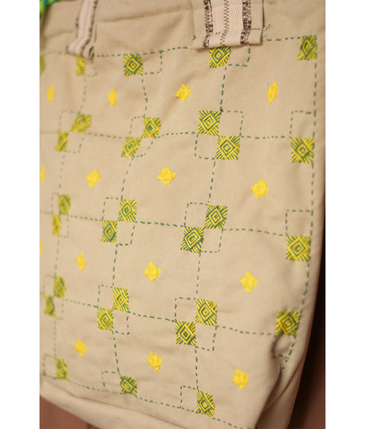 Beige Embroidered Tote Bag handmade in Egypt & available in Jozee boutique