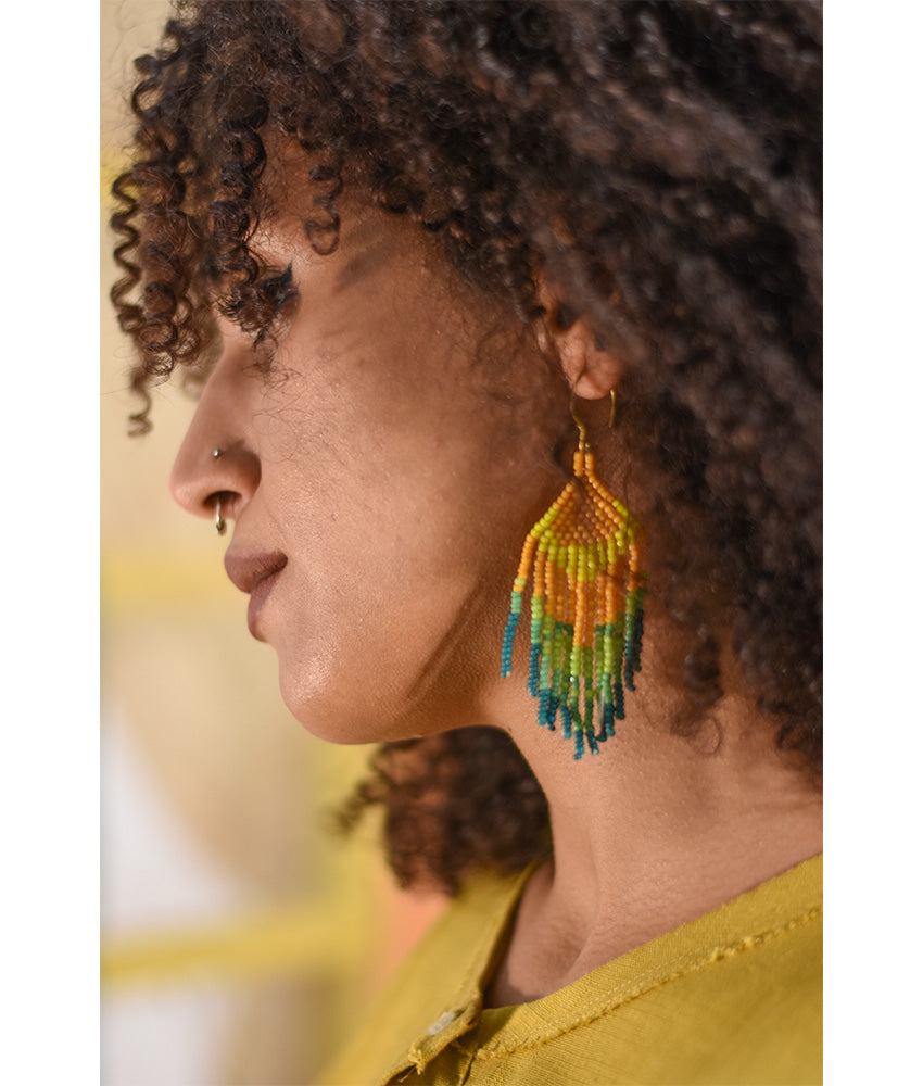 Multicolored Beaded Earrings handmade in Egypt & available in Jozee Boutique