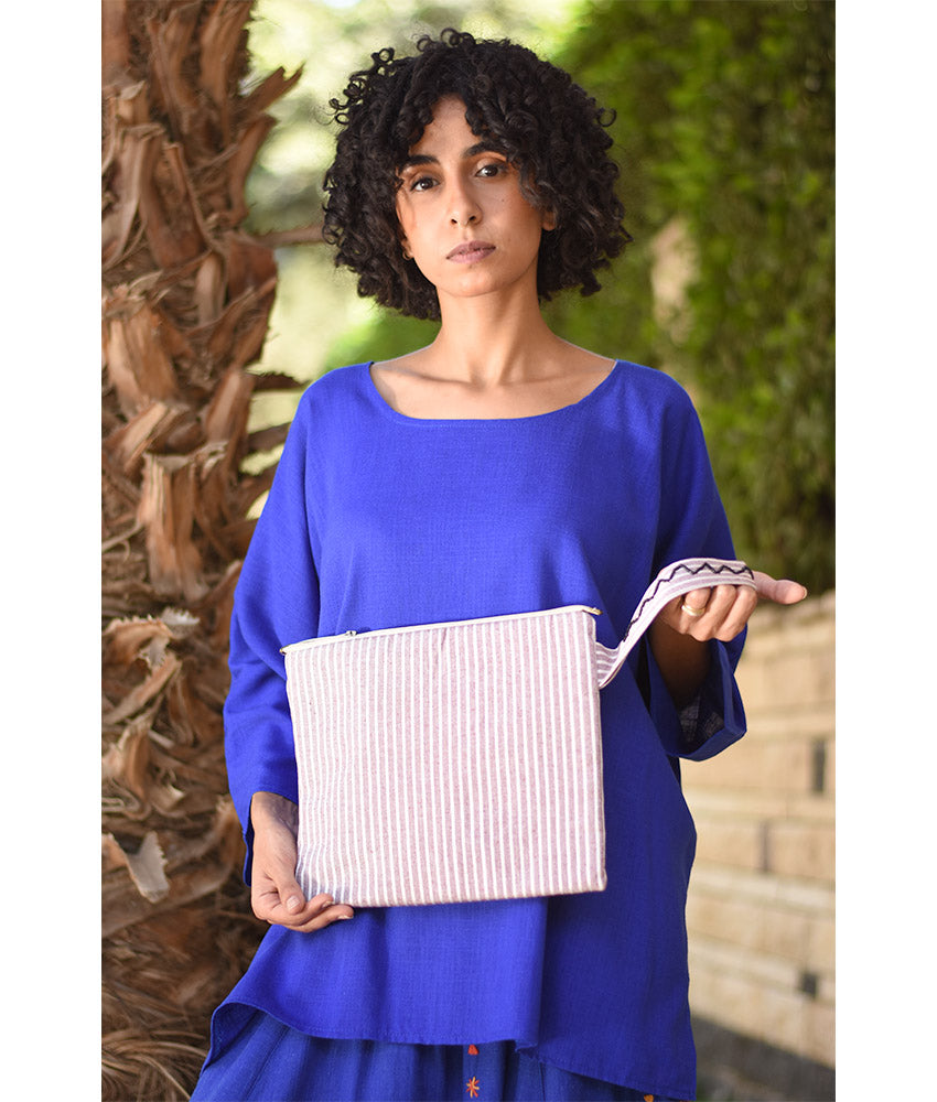 Off white & Beige Embroidered Clutch handmade in Egypt & available at Jozee Boutique.