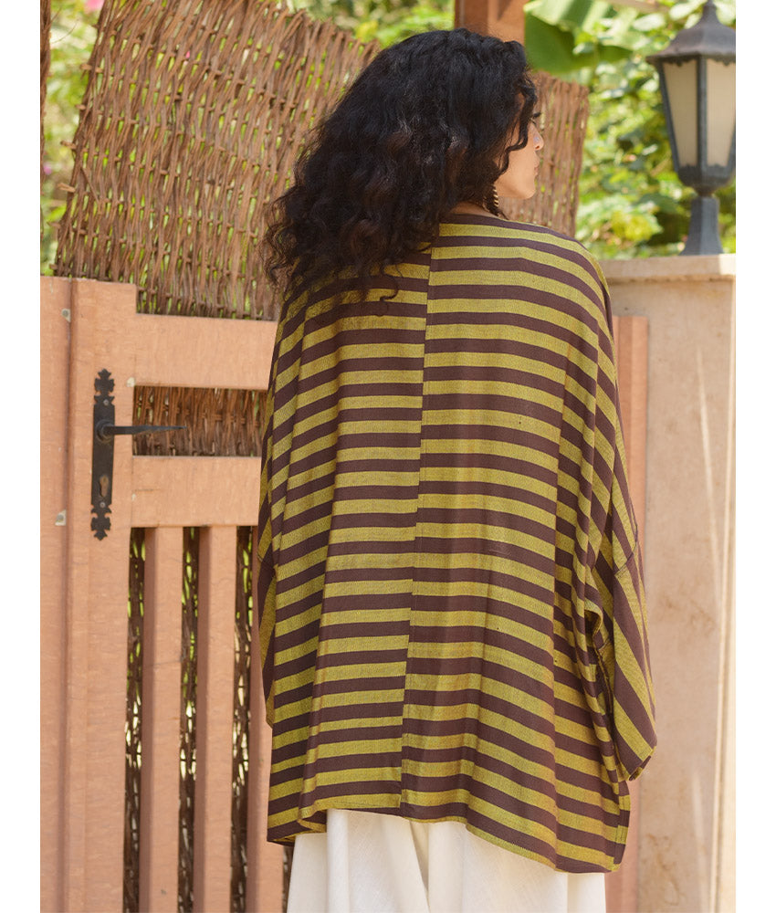Olive & Brown Handwoven Viscose Cardigan handmade in Egypt & available at Jozee Boutique.
