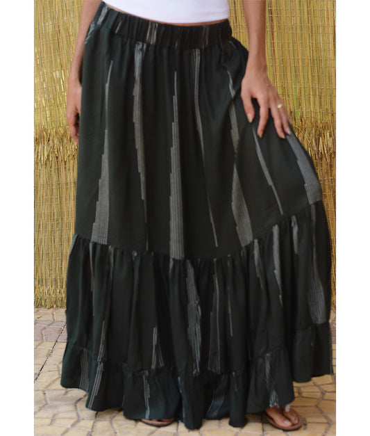 Black Handwoven Ruffle Skirt