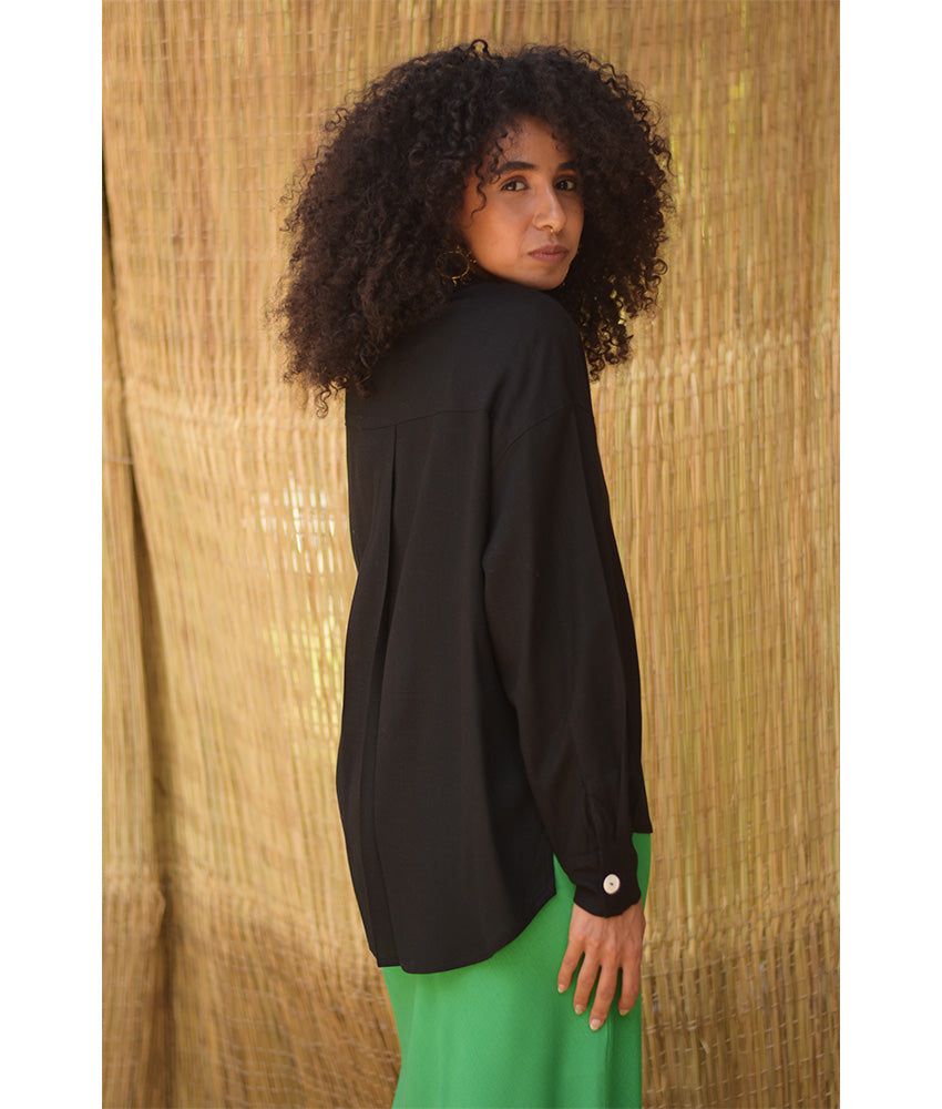 Black Linen Oversized Shirt