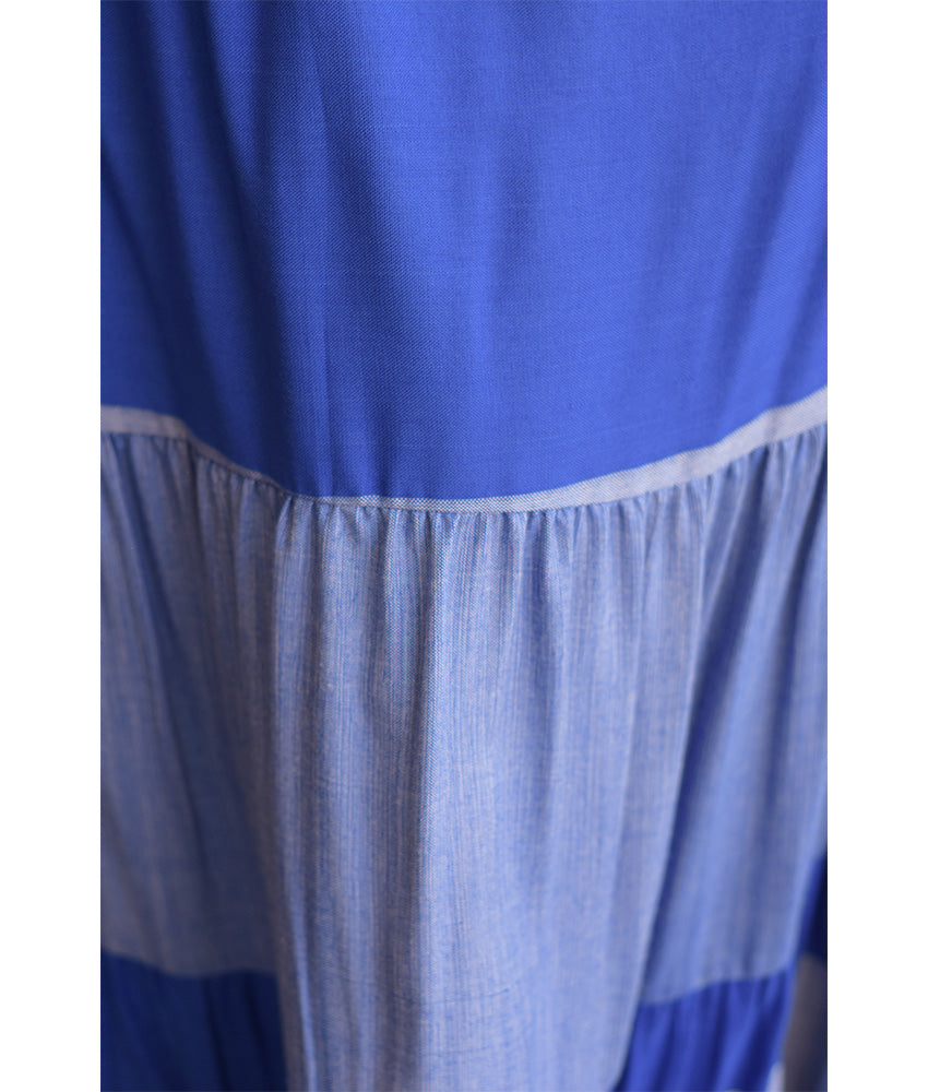 Shades of Blue Handwoven Ruffle Skirt handmade in Egypt & available at Jozee Boutique.