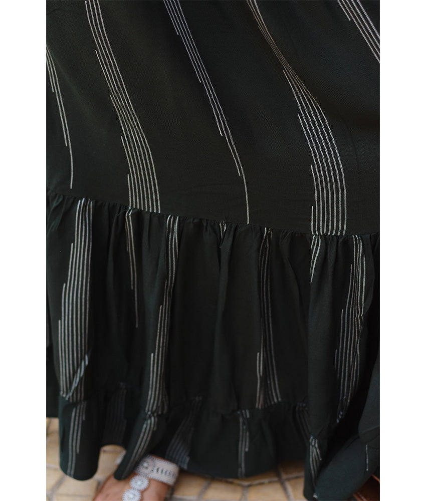 Black Handwoven Ruffle Skirt