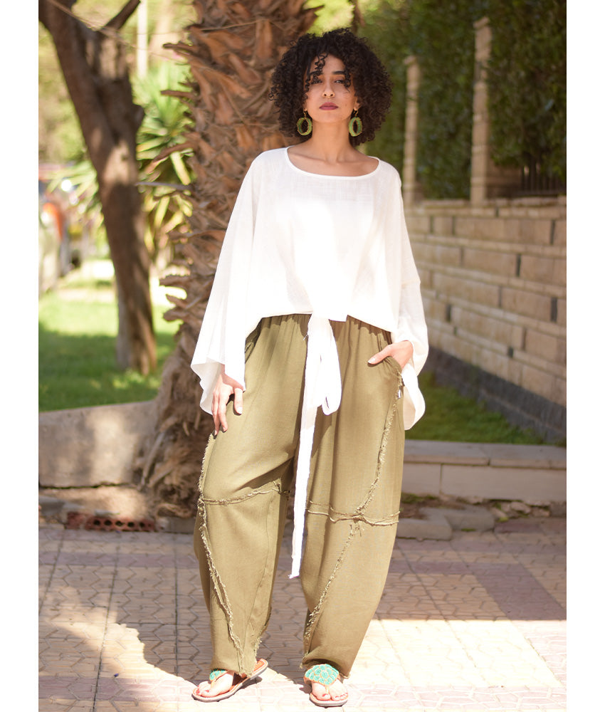 White Kimono Linen Top