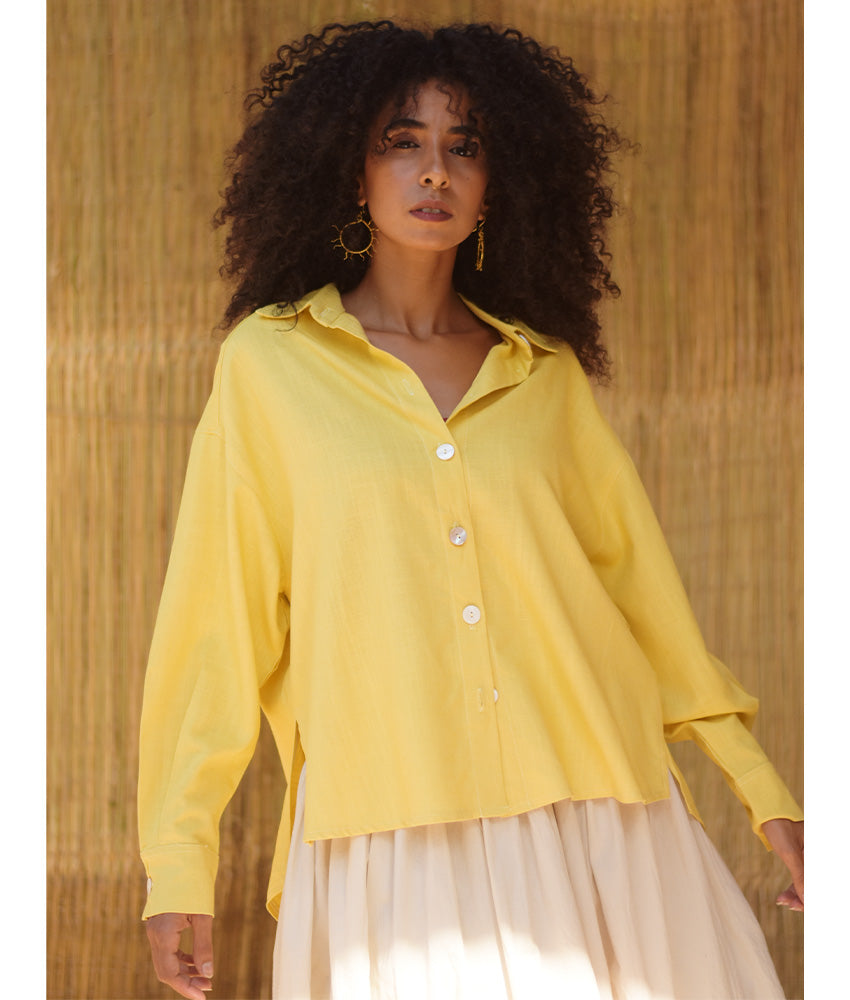 Mustard Linen Oversized Shirt