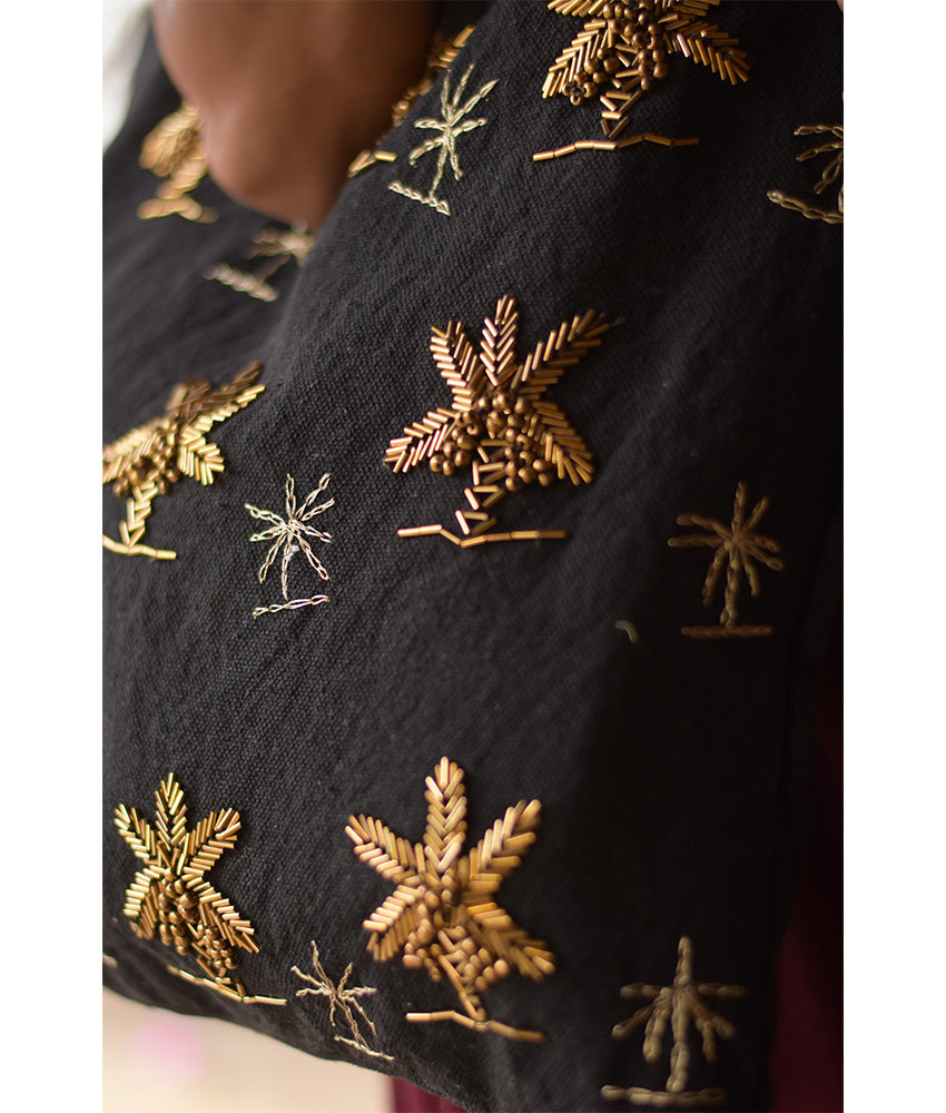 Black Embroidered Tote Bag handmade in Egypt & available in Jozee boutique