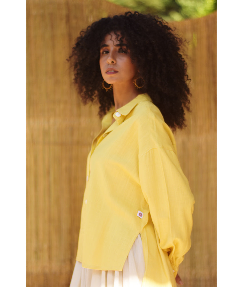 Mustard Linen Oversized Shirt