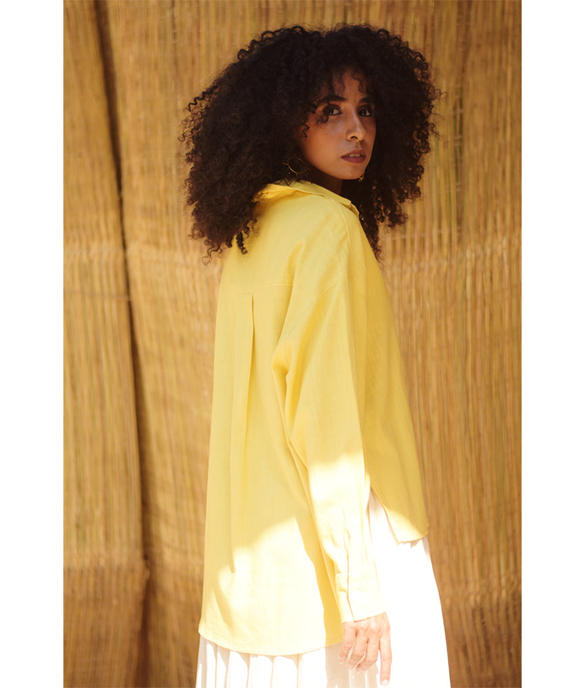 Mustard Linen Oversized Shirt