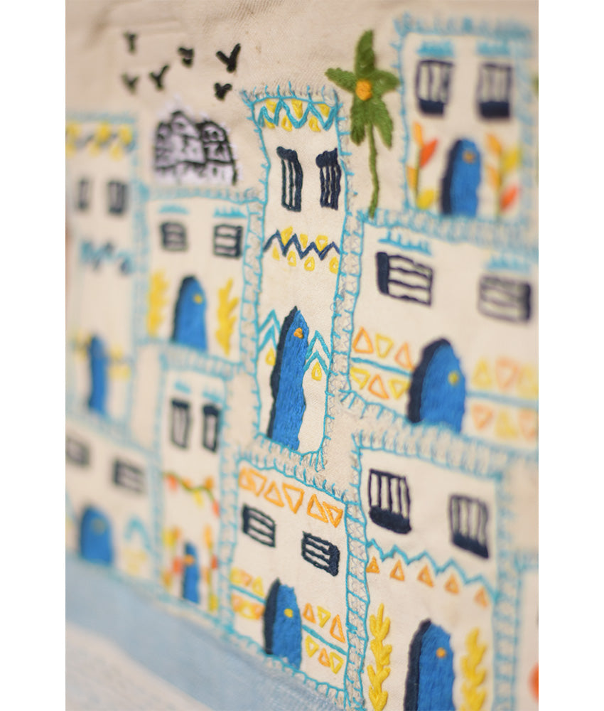 Off White Embroidered Tote Bag handmade in Egypt & available in Jozee boutique