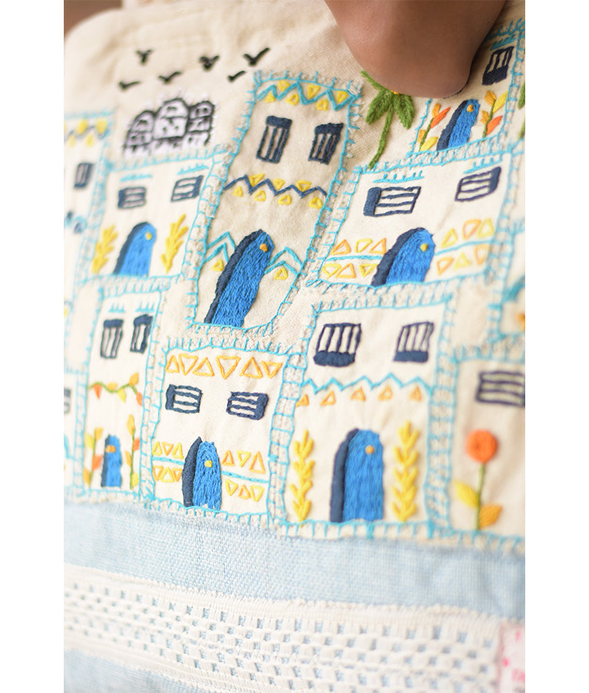 Off White Embroidered Tote Bag handmade in Egypt & available in Jozee boutique