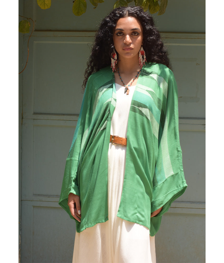 Aqua Green handwoven Egyptian cotton cardigan handmade in Egypt & available at Jozee Boutique.