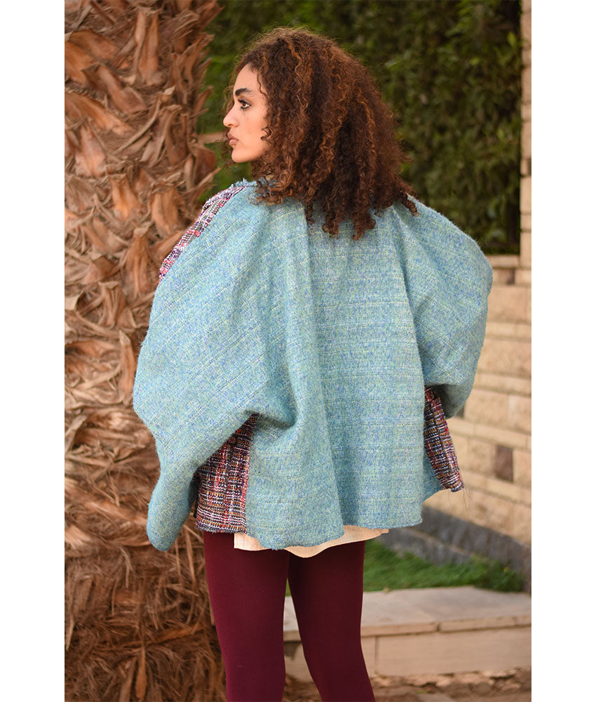 Multicolored Handwoven Jacket handmade in Egypt & available at Jozee Boutique.
