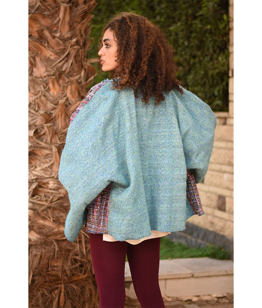 Multicolored Handwoven Jacket handmade in Egypt & available at Jozee Boutique.