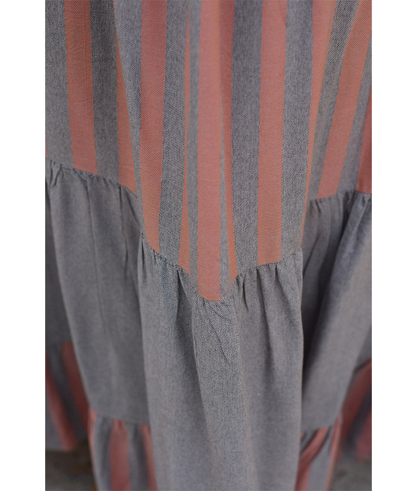 Grey & Cinnamon Handwoven Ruffle Skirt handmade in Egypt & available at Jozee Boutique.