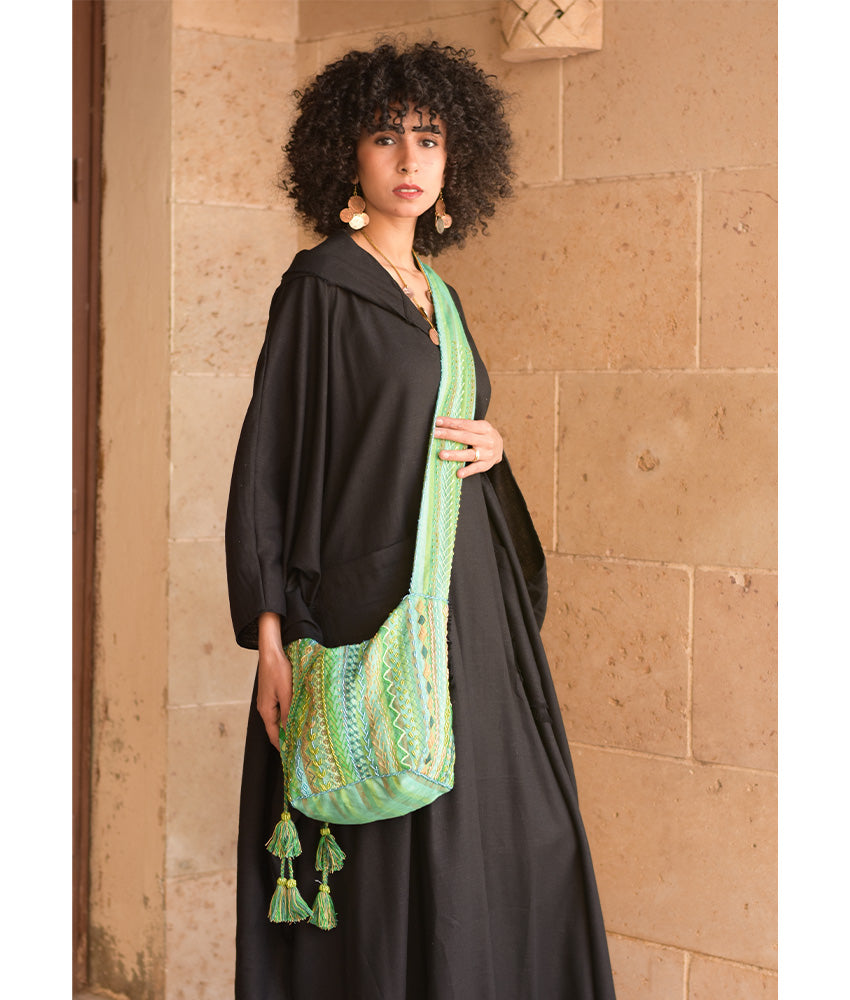 Green Embroidered Saint Catherine Cross Bag handmade in Egypt & available in Jozee boutique