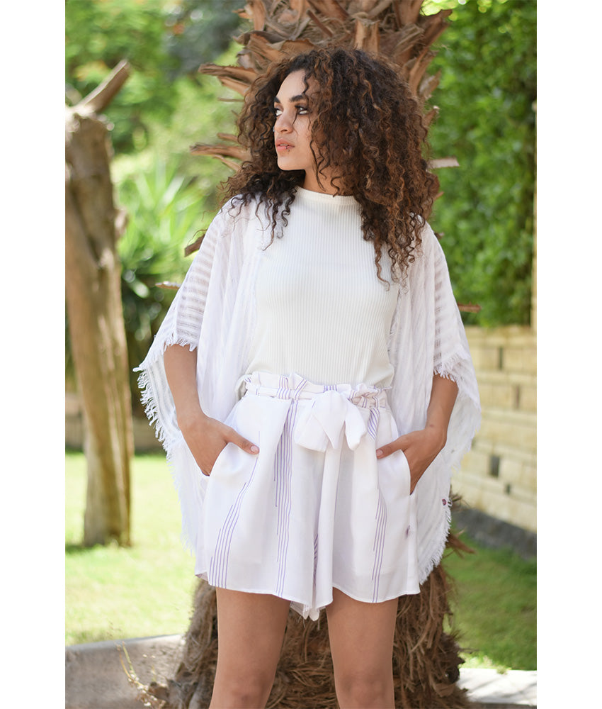 White Handwoven Viscose Light Cardigan Handmade in Egypt & available in Jozee boutique