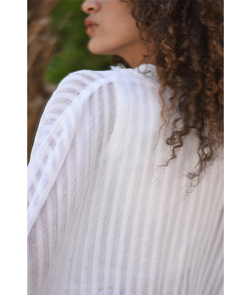 White Handwoven Viscose Light Cardigan Handmade in Egypt & available in Jozee boutique
