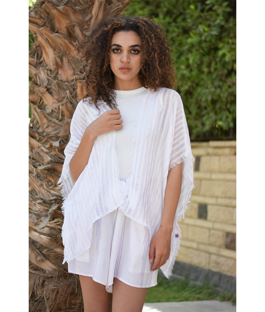 White Adjustable Viscose Shorts handmade in Egypt & available in Jozee boutique