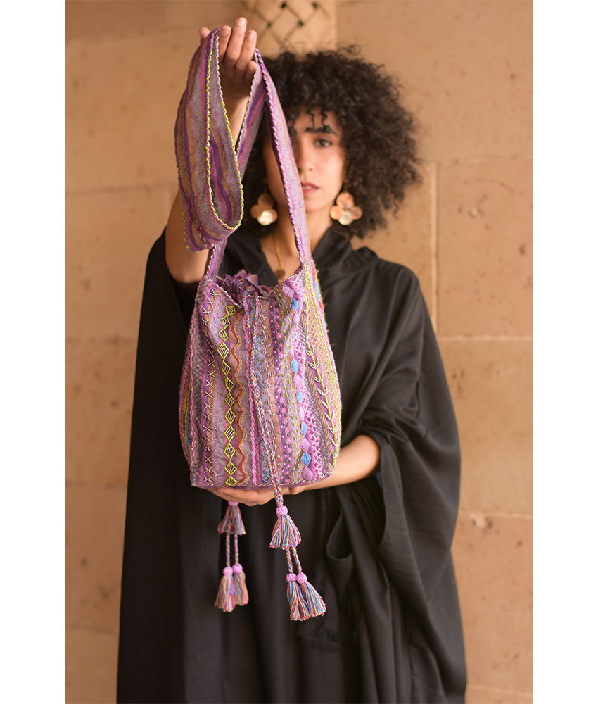 Purple Embroidered Saint Catherine Cross Bag handmade in Egypt & available in Jozee boutique