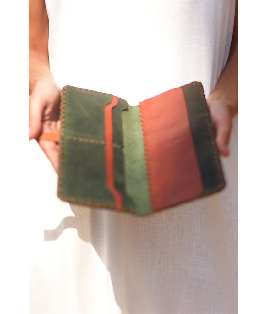 Dark Olive Green Leather Wallet handmade in Egypt and available at Jozee Boutique.