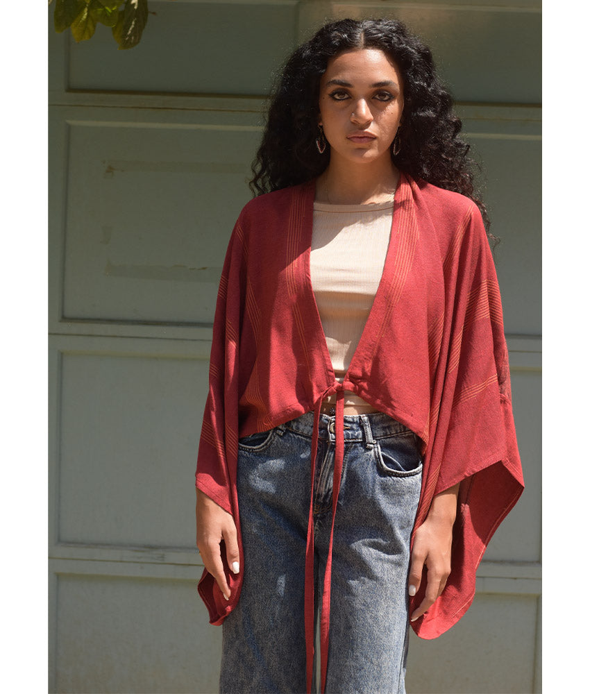 Brick Red Viscose Bolero handmade in Egypt & available at Jozee Boutique.
