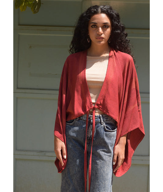 Brick Red Viscose Bolero handmade in Egypt & available at Jozee Boutique.