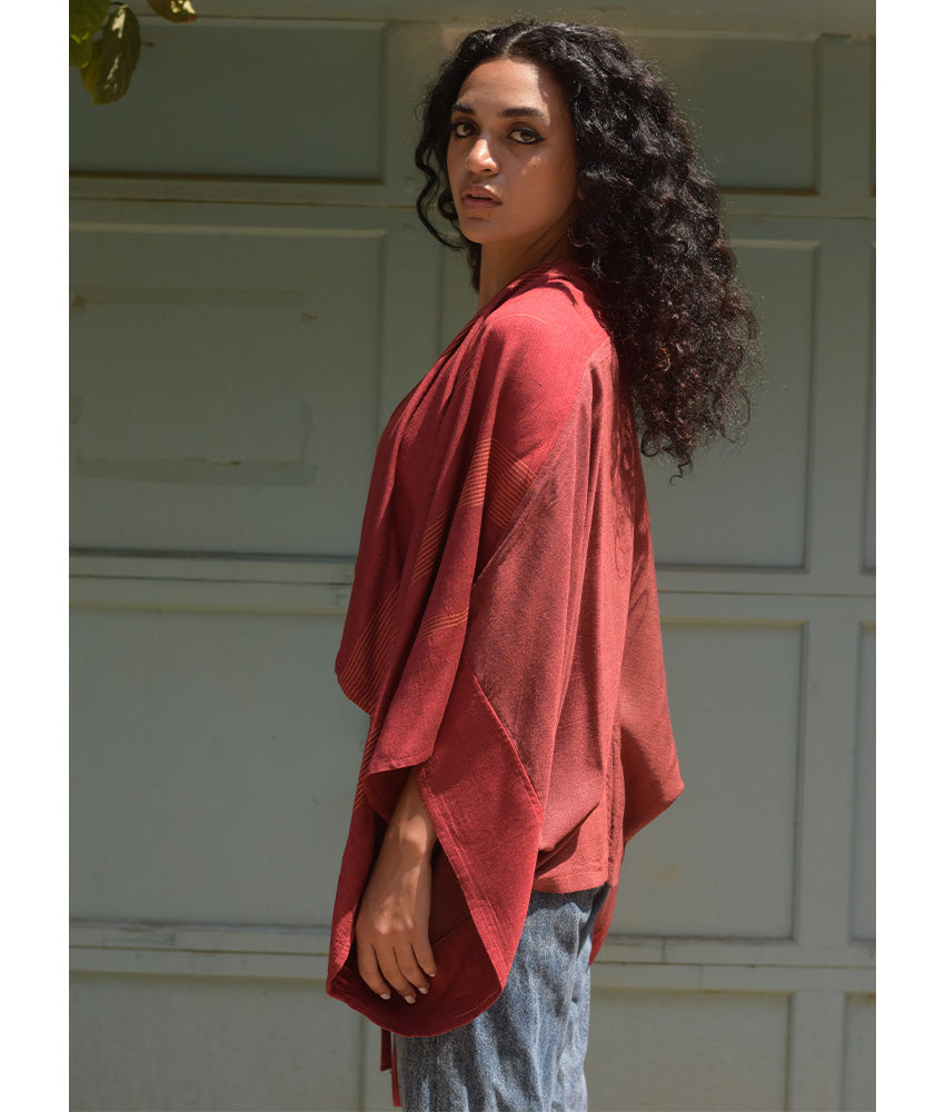 Brick Red Viscose Bolero handmade in Egypt & available at Jozee Boutique.