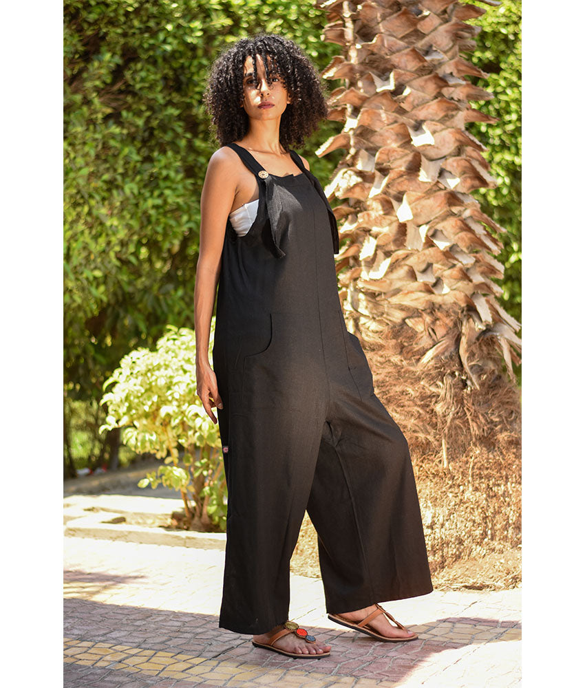 Black Linen Jumpsuit handmade in Egypt & available at Jozee Boutique.