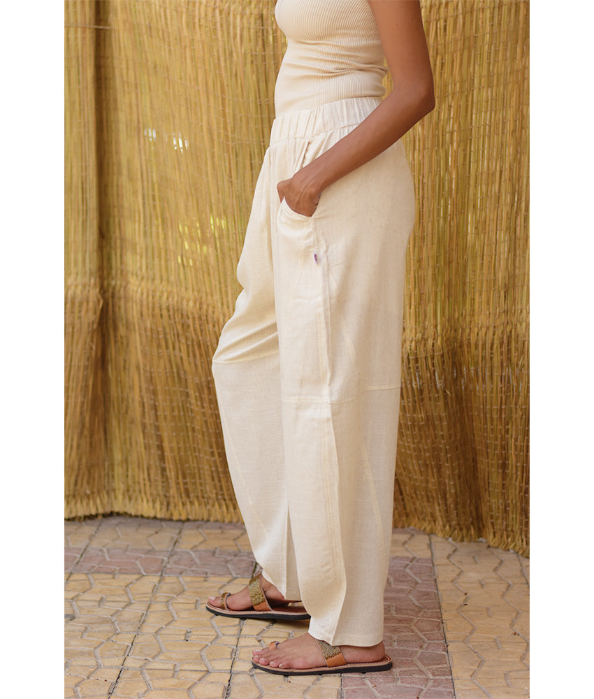 Light Beige Wide Leg Linen Pants