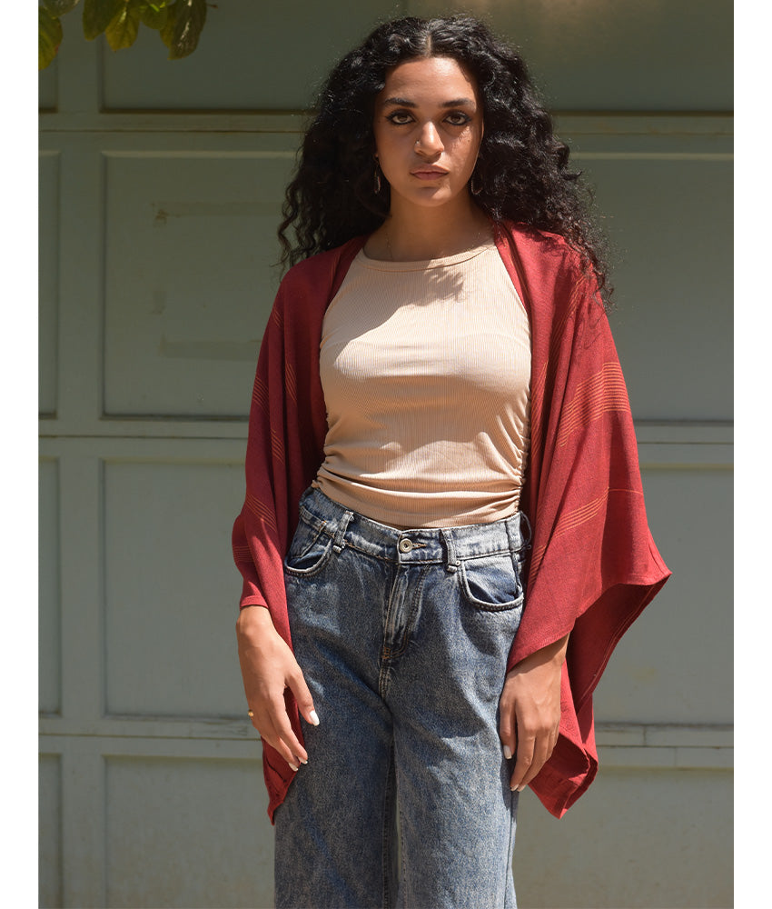 Brick Red Viscose Bolero handmade in Egypt & available at Jozee Boutique.