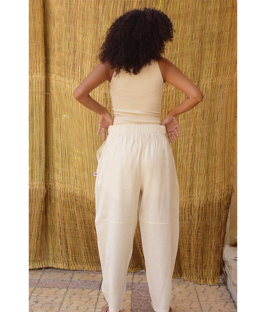 Light Beige Wide Leg Linen Pants