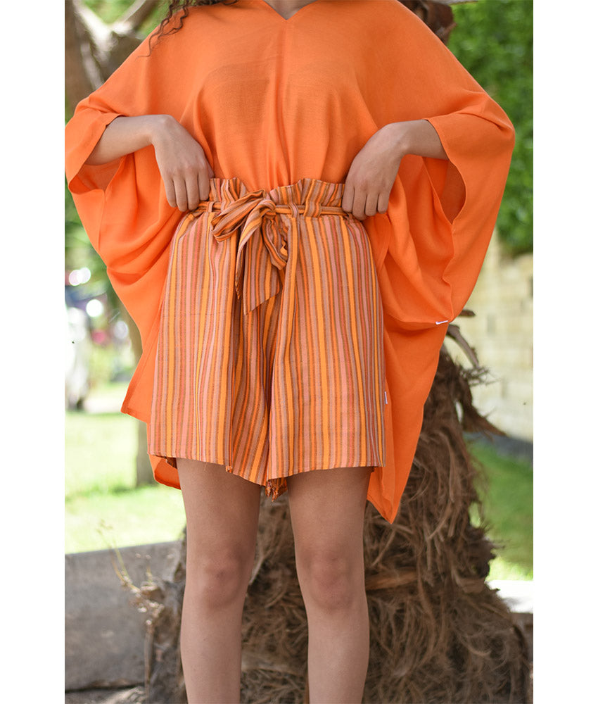 Shades of Orange Adjustable Viscose Shorts handmade in Egypt & available in Jozee boutique