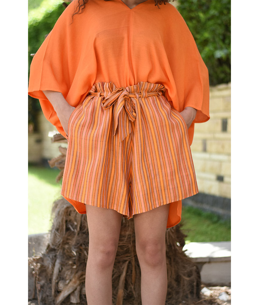 Shades of Orange Adjustable Viscose Shorts handmade in Egypt & available in Jozee boutique