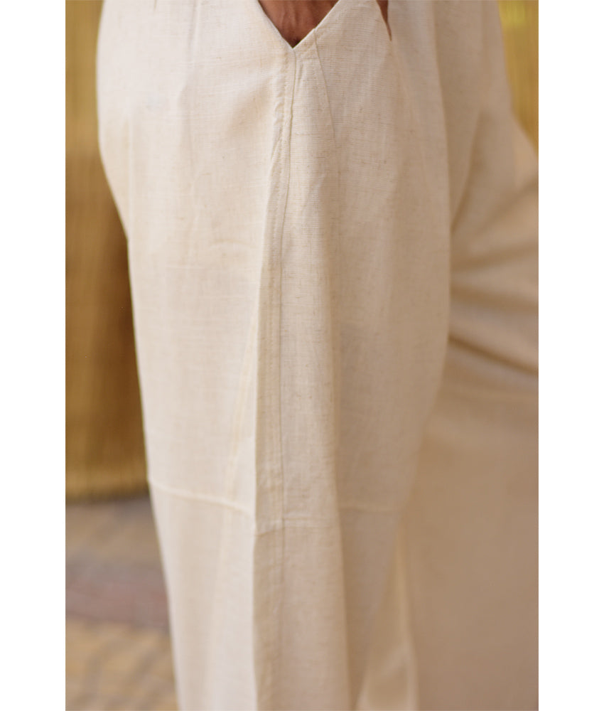 Light Beige Wide Leg Linen Pants