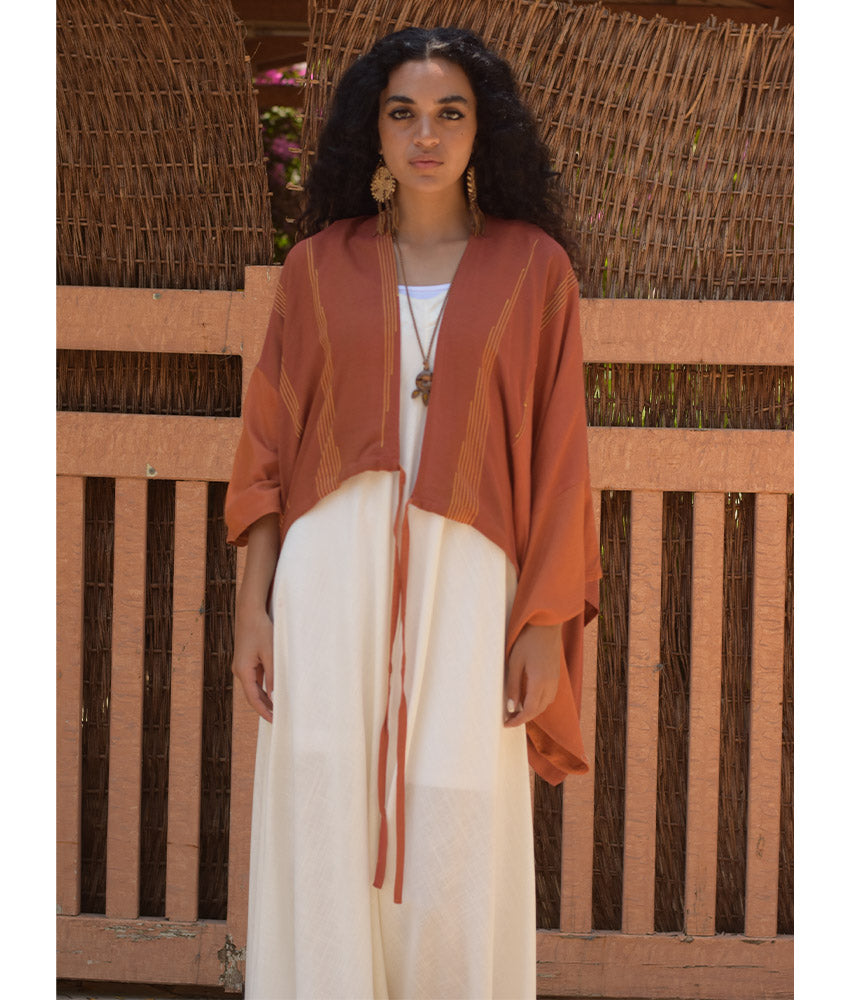 Rust orange Viscose Bolero handmade in Egypt & available at Jozee Boutique.