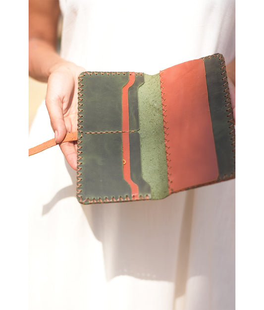 Dark Olive Green Leather Wallet handmade in Egypt and available at Jozee Boutique.