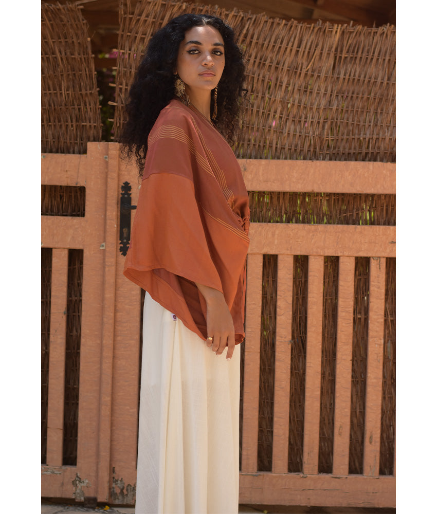 Rust orange Viscose Bolero handmade in Egypt & available at Jozee Boutique.