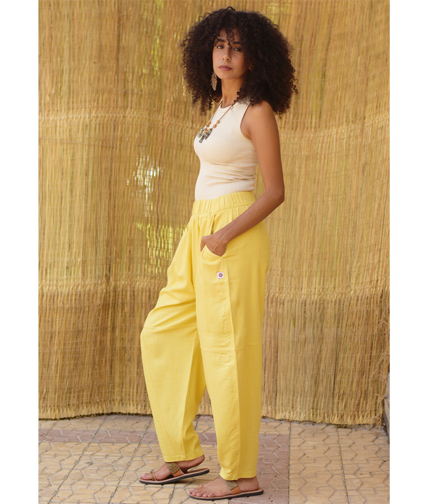 Mustard Wide Leg Linen Pants