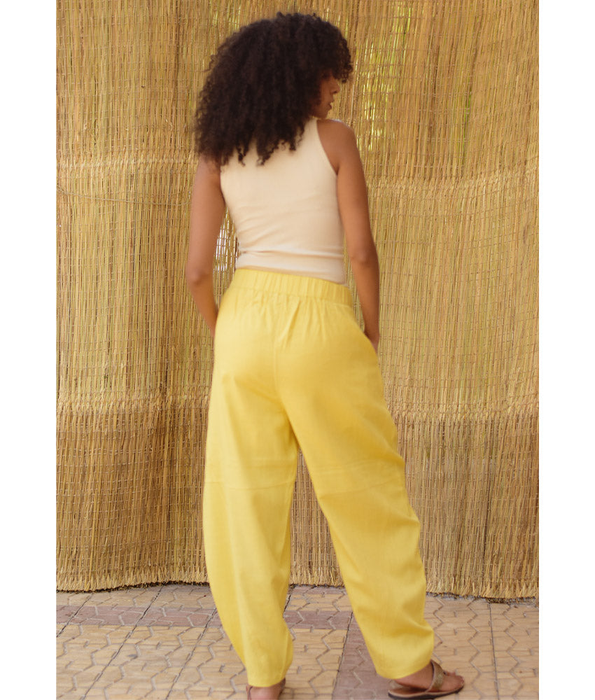 Mustard Wide Leg Linen Pants
