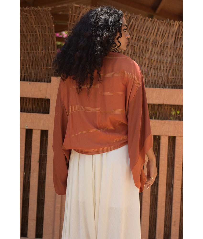 Rust orange Viscose Bolero handmade in Egypt & available at Jozee Boutique.