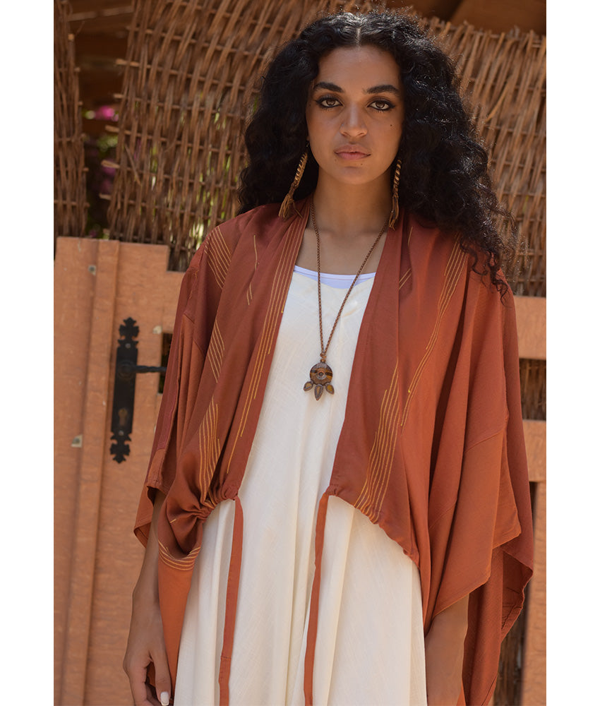 Rust orange Viscose Bolero handmade in Egypt & available at Jozee Boutique.
