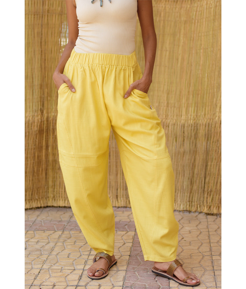 Mustard Wide Leg Linen Pants