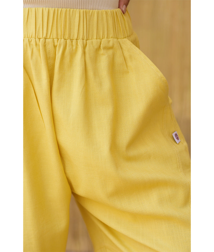 Mustard Wide Leg Linen Pants