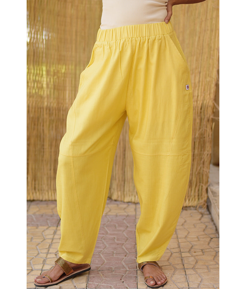 Mustard Wide Leg Linen Pants