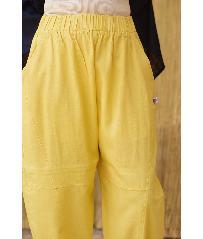 Mustard Wide Leg Linen Pants