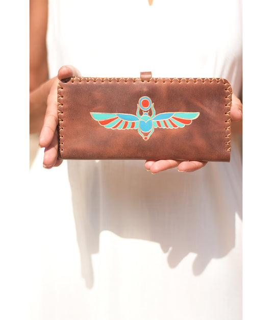 Brown Leather Wallet handmade in Egypt and available at Jozee Boutique.