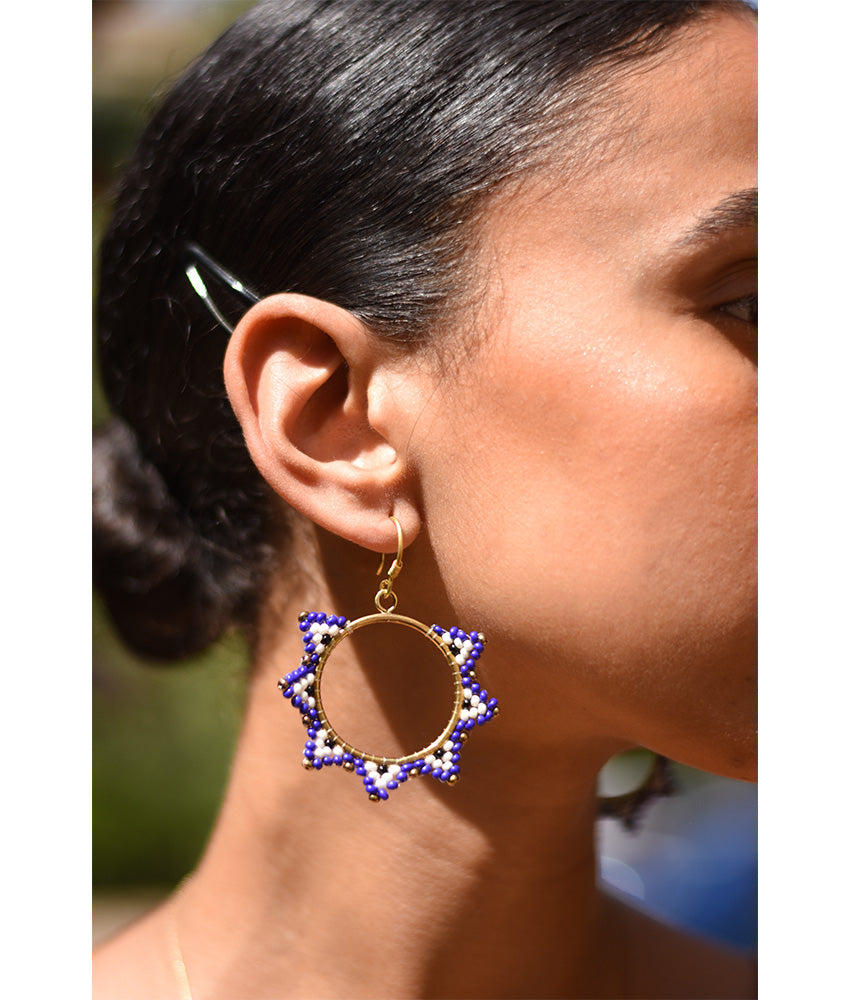 Multicolored Beaded Copper Earrings handmade in Egypt & available in Jozee Boutique