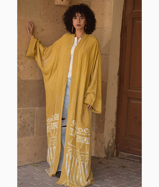 Mustard Batik Dyed Nubian Cardigan - Eman Farag