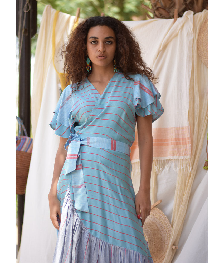 Multicolored Handwoven Long Spiral Dress handmade in Egypt & available at Jozee Boutique.